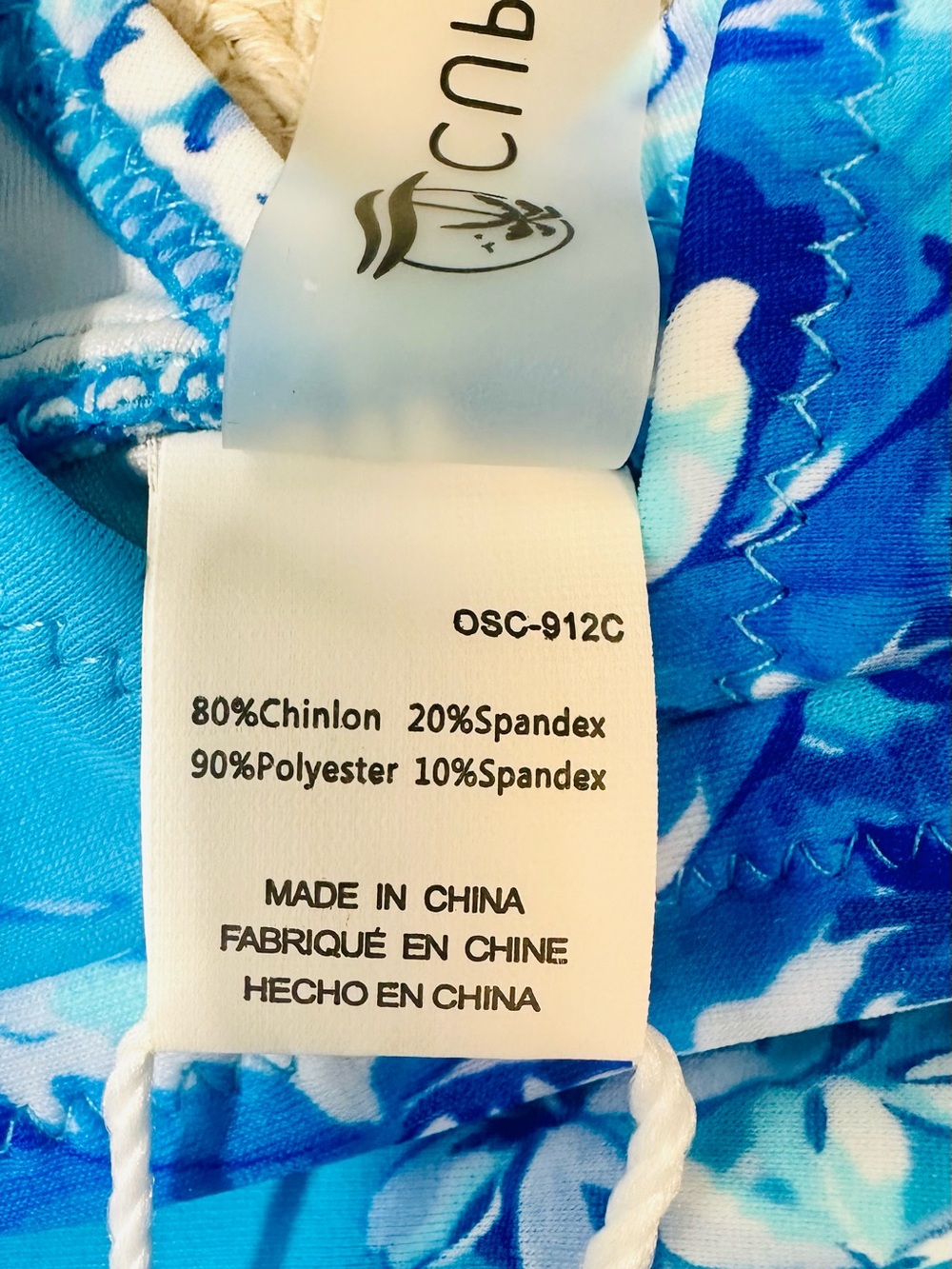 NWT Cupshe 1 Piece SwimSuit L Blue White Floral Swim Beach Vacation Tropical - Picture 7 of 11